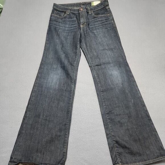 Essential Womens Jeans 8 Reg Stretch Dark Blue Wide Leg Relaxed Gap 1969 - Picture 1 of 10